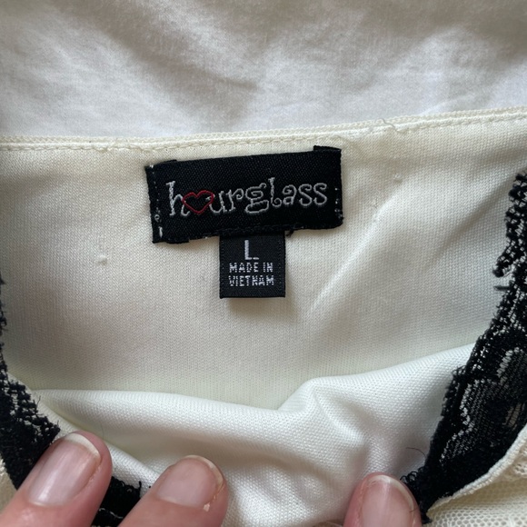 Vintage empire waist sheer cap sleeve cream & black lace Victorian Y2K dress | L - Picture 14 of 16